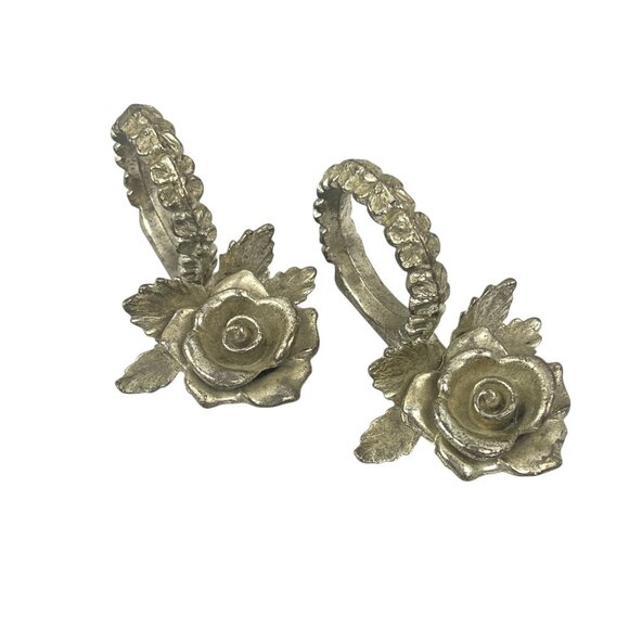 Vintage Silver Metal Rose Napkin Ring Holders Granny Core Cottage Core - Picture 7 of 7